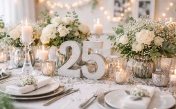 Tischdeko Silberhochzeit