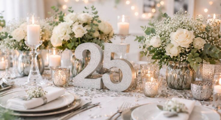 Tischdeko Silberhochzeit